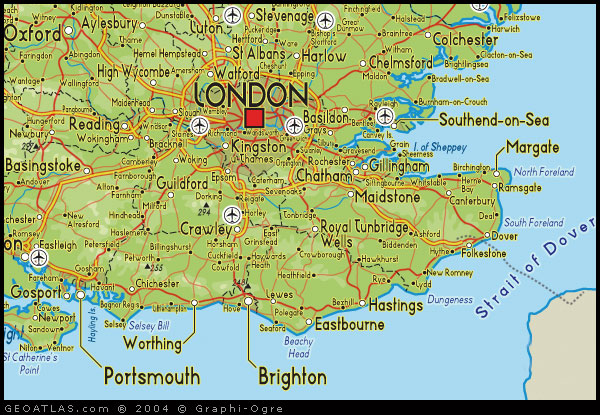 Map of South East England map,